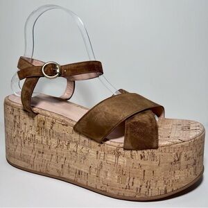 Gianvito Rossi Bebe Wedge Platform Sandals in Brown
